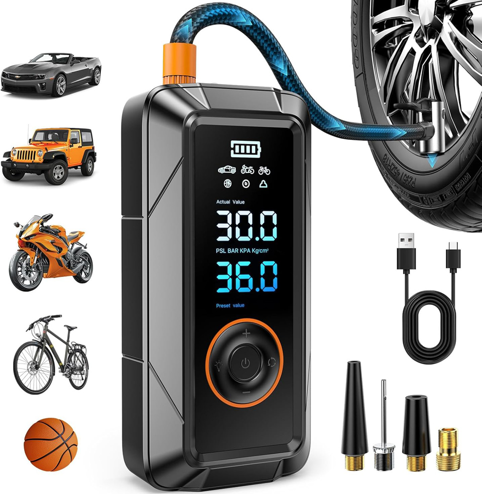 Ziweo  Portable Tire Inflator With Auto Shut-Off And Digital Pressure Gauge