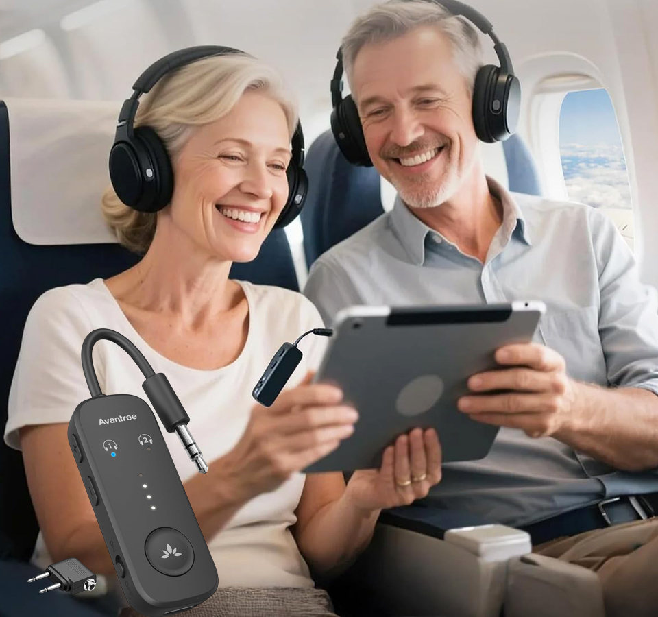 Avantree Relay Airplane Bluetooth Adapter For 2 AirPods Or Headphones
