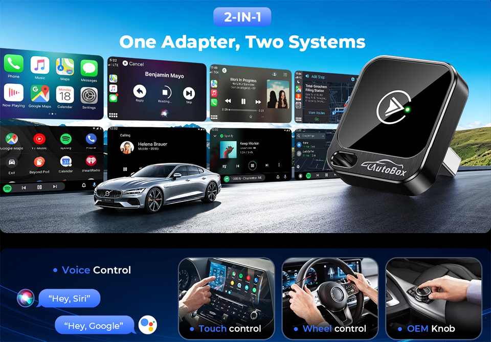 Beamlit 2-in-1 Wireless CarPlay & Android Auto Adapter