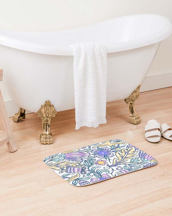 Birds and flowers bath mat And More