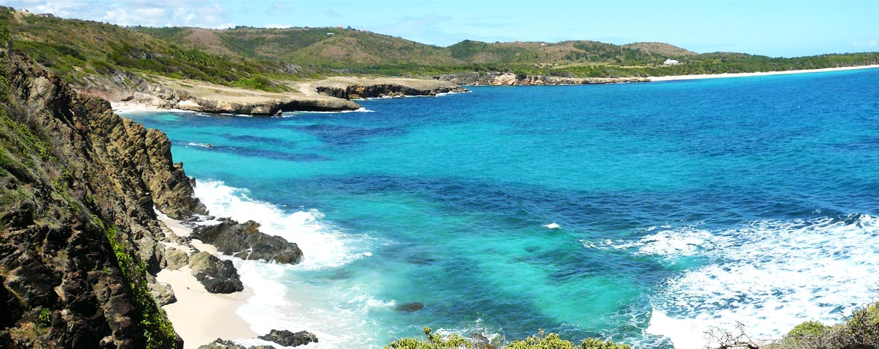 Caribbean mountain and beach