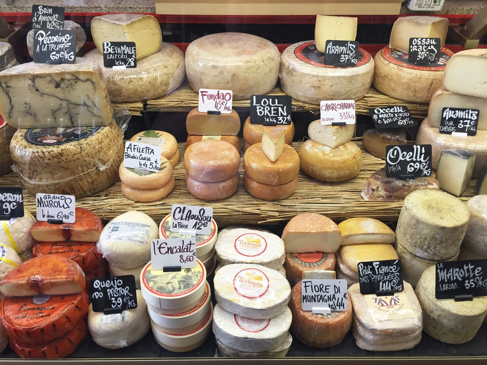Cheese on sale in Paris