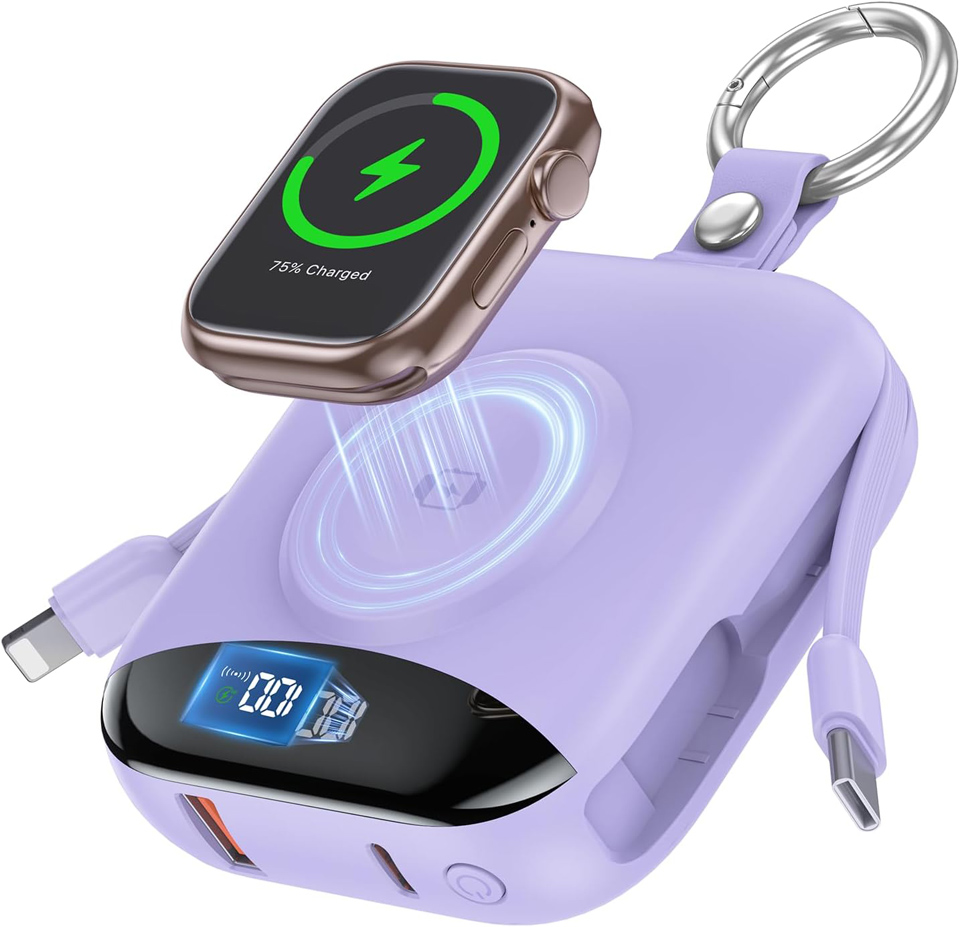 citicr Portable Fast Charging Power Bank With Built-in Cables