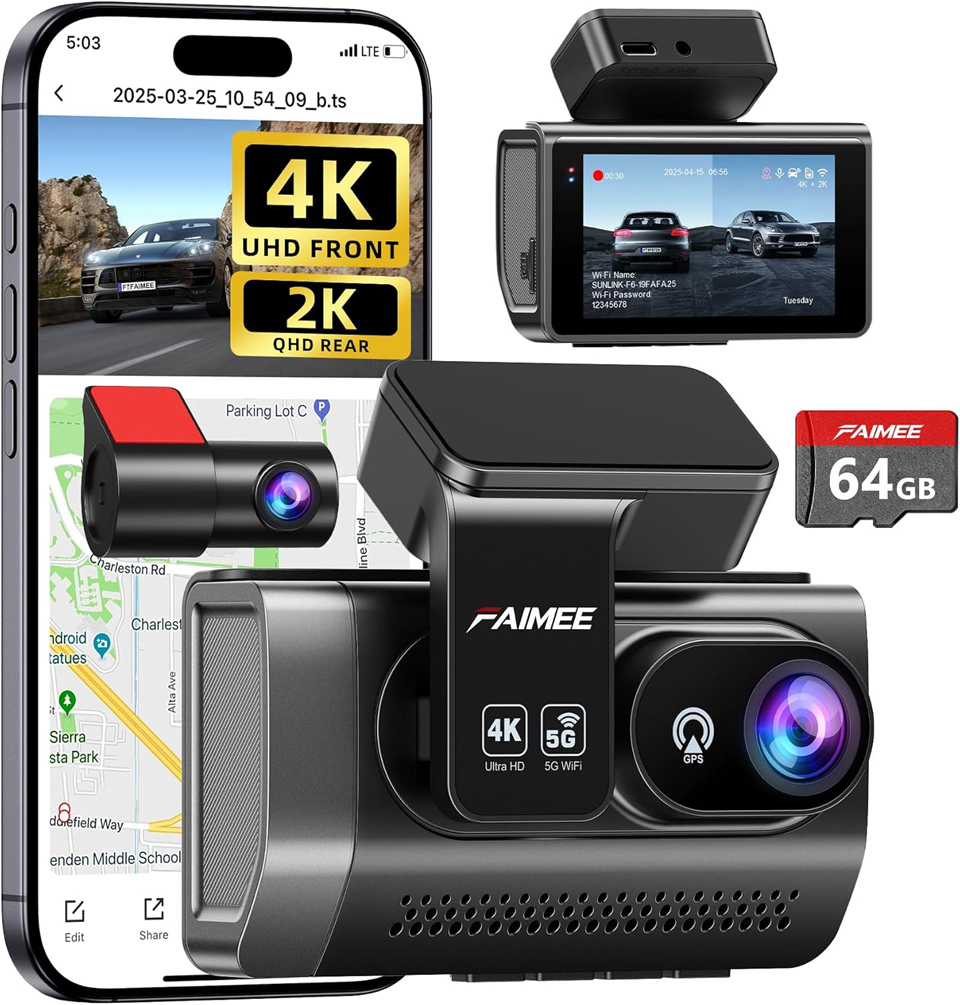 FAIMEE Front And Rear 4K+2K Recording Dash Cam