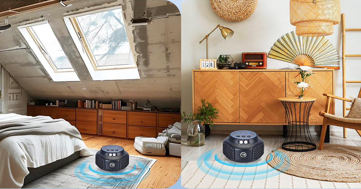 BORHOOD Ultrasonic Plug-In Pest Repellent operating in a bedroom and living room, using ultrasonic sound waves to help deter mice, rats, insects, spiders, ants, and other household pests.