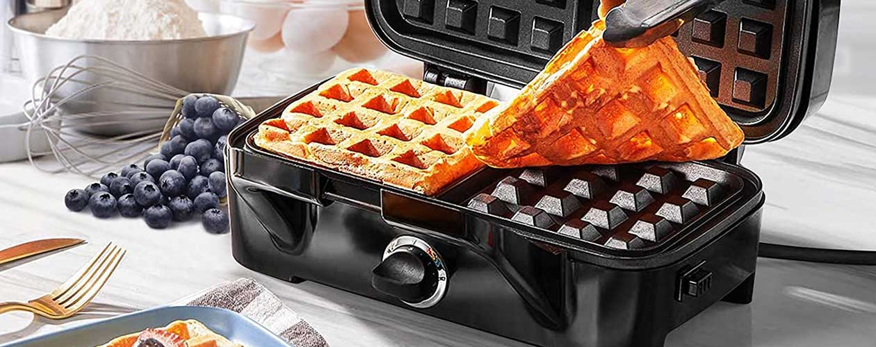 Metine Waffle Makers, 3-in-1 Waffle Iron Panini Press Sandwich Maker with  Removable Plates, 5-gears Temperature Control Non Stick Coating Cool Touch