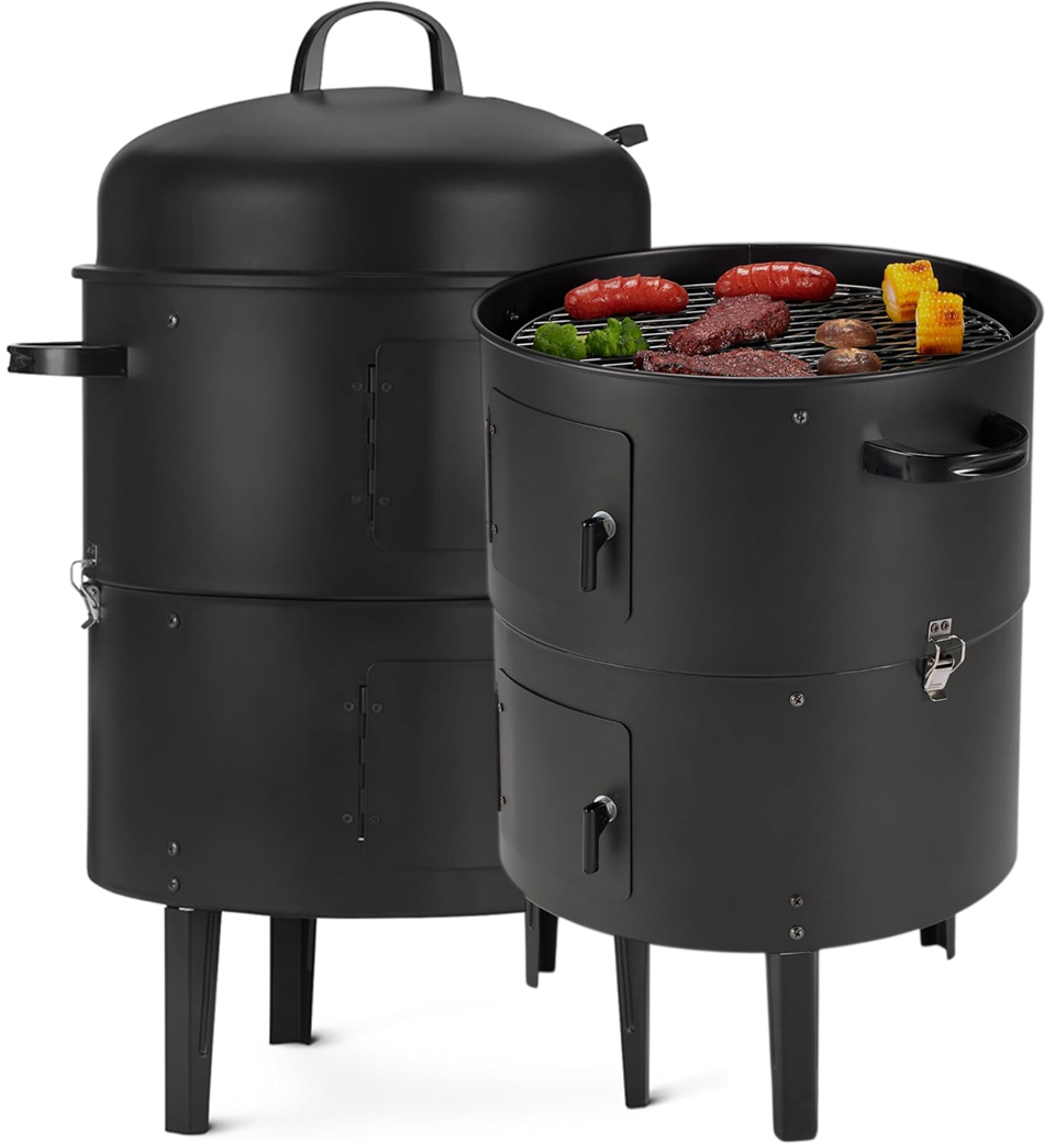 Amazon Basics 16-Inch Vertical Charcoal Outdoor Smoker BBQ Grill