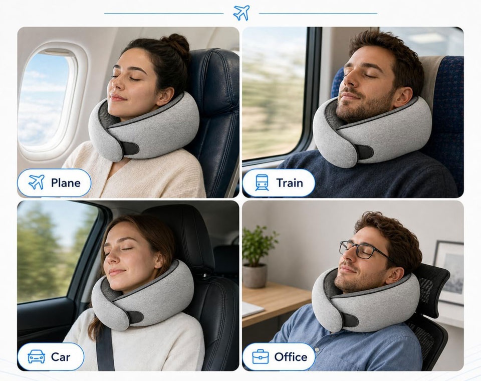 Purroch G-Shape Memory Foam Travel Neck Pillow