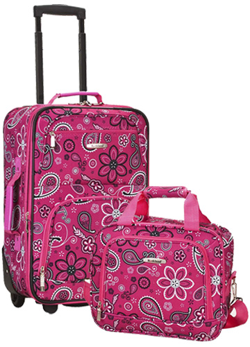 Rockland Luggage 2 Piece Printed Luggage Set, Pink