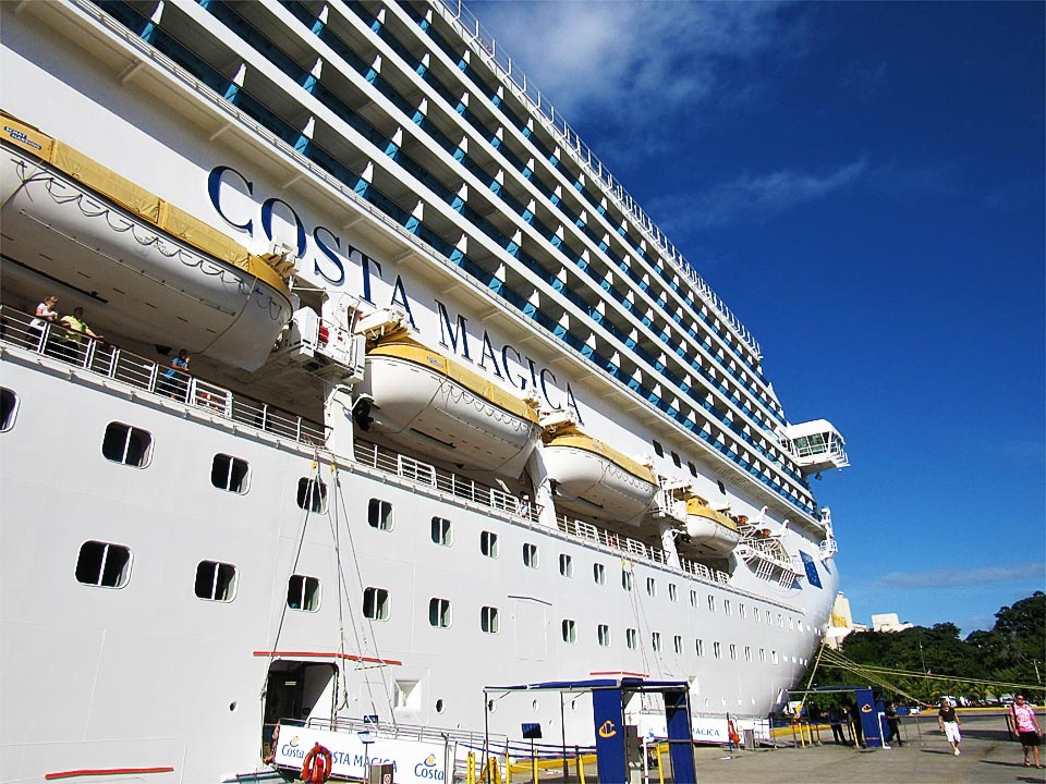 Cruise ship docked at the port in Santo Domingo.
