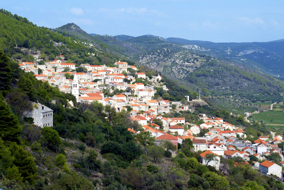 View of the hillside of Smokvica, Korcula, Croatia