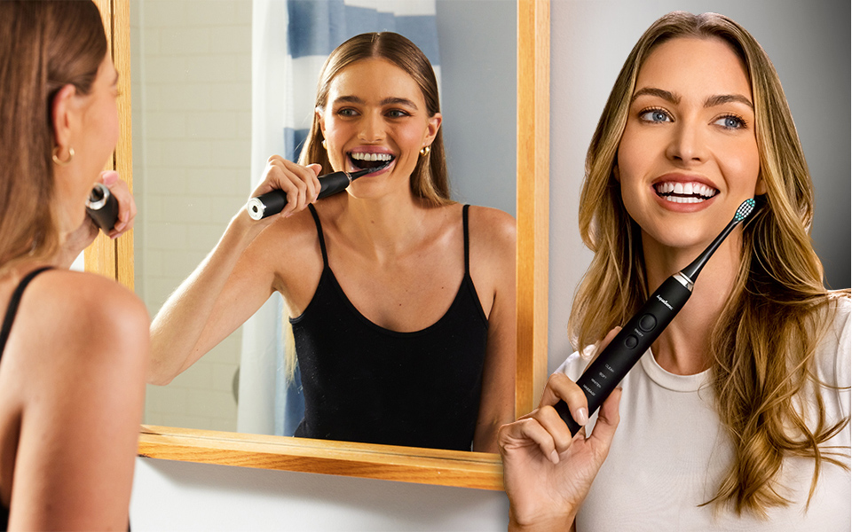 Aquasonic Black Series Ultra Whitening Toothbrush With 8 Brush Heads And Smart Timer 