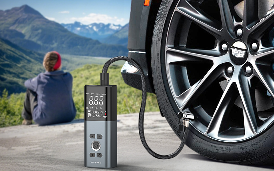 VACASSO Portable Tire Inflator Air Compressor With Smart Autostop 