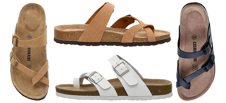 CUSHIONAIRE Women's Luna Cork Footbed Sandal