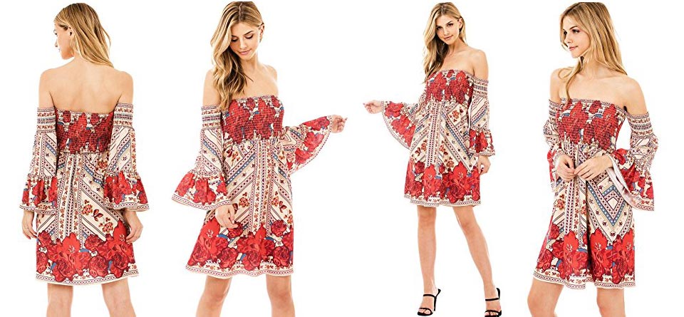Flying Tomato Bohemian Style Rose Print Dress