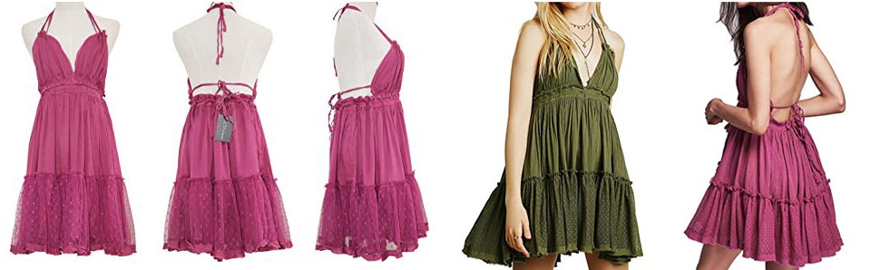 R.Vivimos Halter Deep V Neck Mini Dress