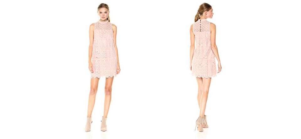  Taylor & Sage All Over Lace High Neck Trapeze Dress