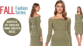 Fall Fashion Series - findersKEEPERS Gravitate Off The Shoulder Fringe Sweater Dress