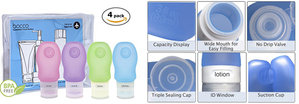 Bocco Leak Proof Squeezable Travel Bottles